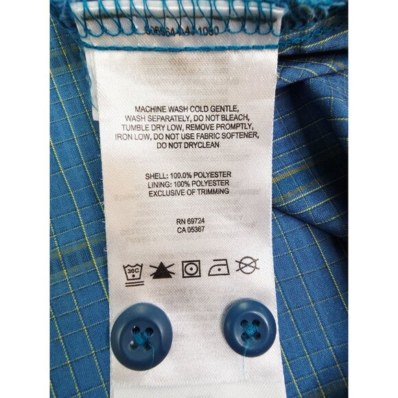 Columbia Size XL Men Omni Shade Blue Yellow Trim Check Back Vent Polyester Shirt - Picture 6 of 12